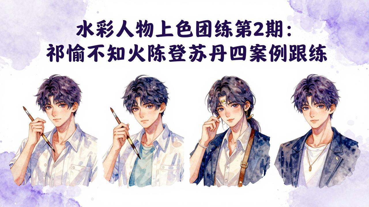 水彩人物上色团练第2期：祁煜不知火陈登苏丹四案例跟练，手把手提升绘画能力-创业网 - 最新网络创业项目与实战营销教程平台 | cye.cc