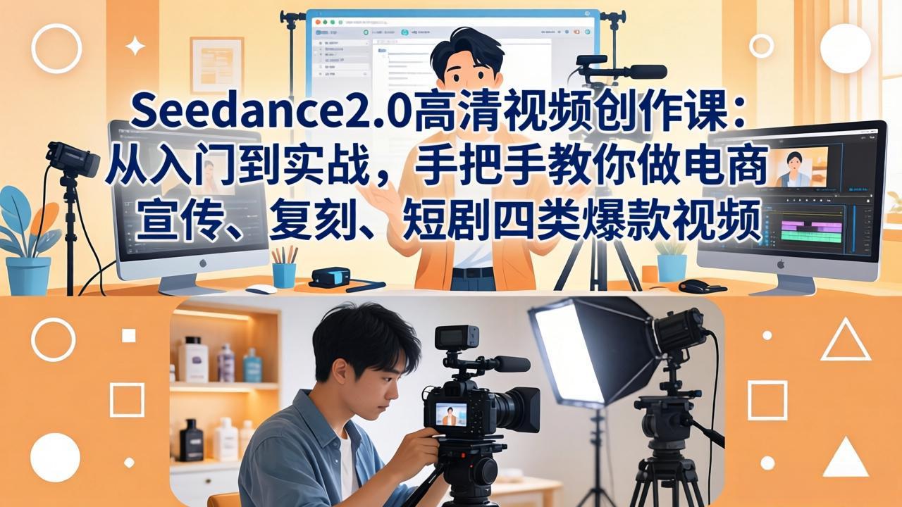 Seedance2.0高清视频创作课：从入门到实战，手把手教你做电商、宣传、复刻、短剧四类爆款视频-创业网 - 最新网络创业项目与实战营销教程平台 | cye.cc