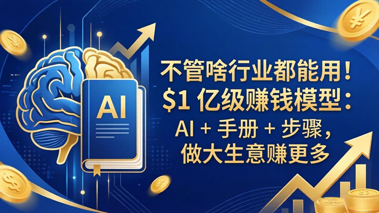 不管啥行业都能用！$1 亿级赚钱模型：AI + 手册 + 步骤，做大生意赚更多-创业网 - 最新网络创业项目与实战营销教程平台 | cye.cc