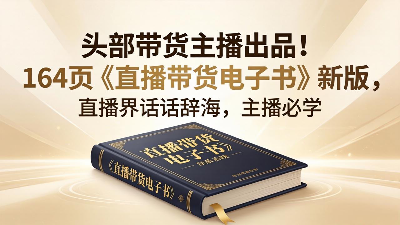 头部带货主播出品！164页《直播带货电子书》新版，直播界话术辞海，主播必学-创业网 - 最新网络创业项目与实战营销教程平台 | cye.cc
