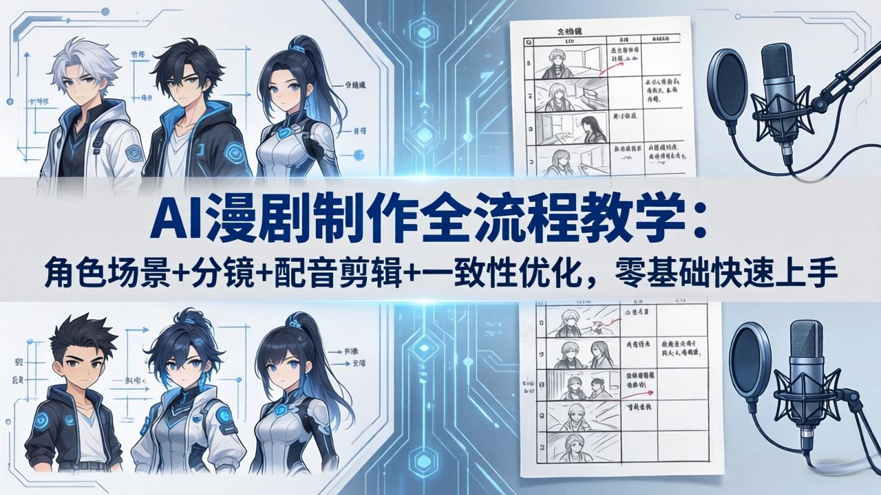 AI漫剧制作全流程教学：角色场景+分镜+配音剪辑+一致性优化，零基础快速上手-创业网 - 最新网络创业项目与实战营销教程平台 | cye.cc