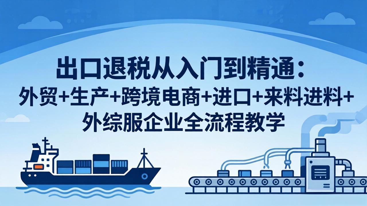 出口退税从入门到精通：外贸+生产+跨境电商+进口+来料进料+外综服企业全流程教学-创业网 - 最新网络创业项目与实战营销教程平台 | cye.cc