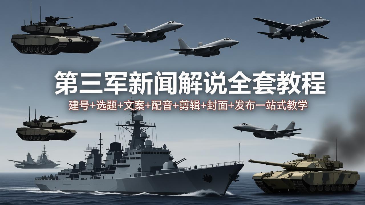 第三军迷新闻解说全套教程：建号+选题+文案+配音+剪辑+封面+发布一站式教学-创业网 - 最新网络创业项目与实战营销教程平台 | cye.cc
