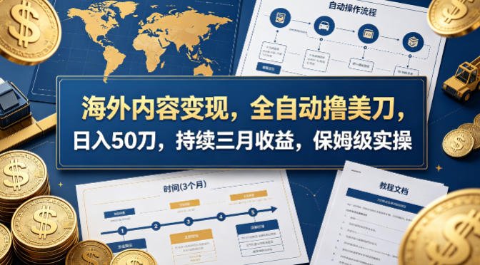 海外内容变现，全自动撸美刀，日入50刀，持续三月收益，保姆级实操【揭秘】-创业网 - 最新网络创业项目与实战营销教程平台 | cye.cc