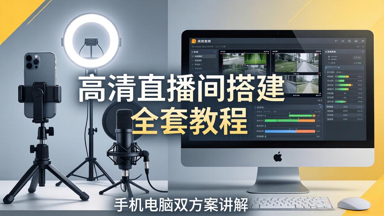 高清直播间搭建全套教程，手机电脑双方案讲解，设备选型调试多机位实操教学-创业网 - 最新网络创业项目与实战营销教程平台 | cye.cc