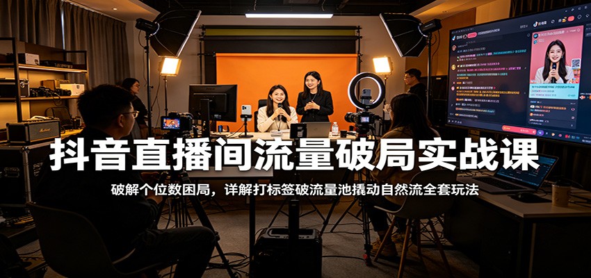 抖音直播间流量破局实战课：破解个位数困局，详解打标签破流量池撬动自然流全套玩法-创业网 - 最新网络创业项目与实战营销教程平台 | cye.cc