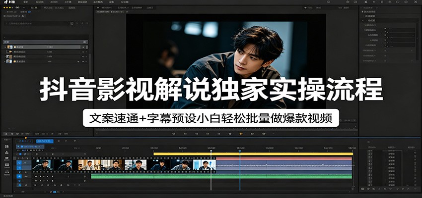 抖音影视解说独家实操流程，文案速通+字幕预设小白轻松批量做爆款视频-创业网 - 最新网络创业项目与实战营销教程平台 | cye.cc