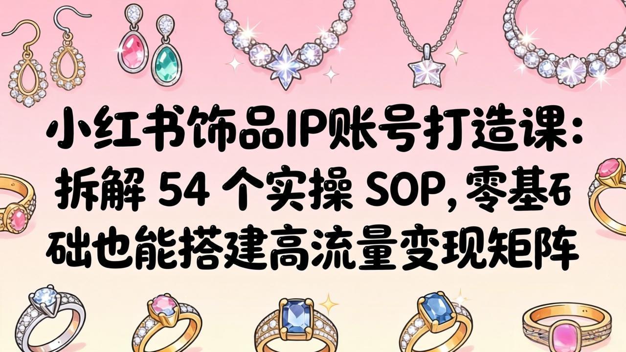 小红书饰品IP账号打造课：拆解 54 个实操 SOP，零基础也能搭建高流量变现矩阵-创业网 - 最新网络创业项目与实战营销教程平台 | cye.cc