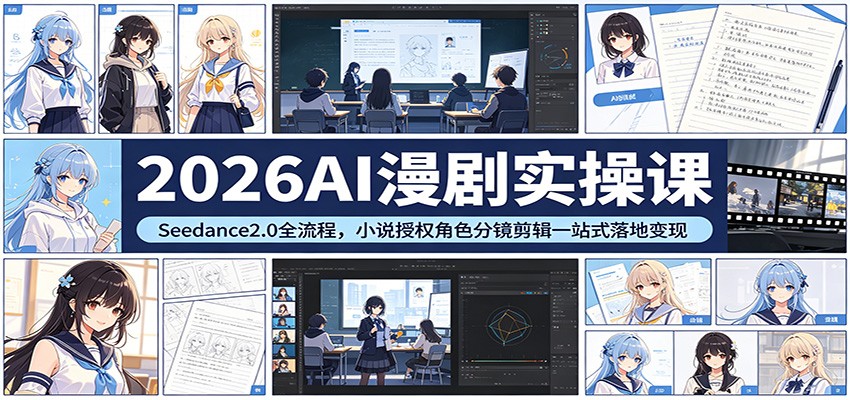 2026AI漫剧实操课：Seedance2.0全流程，小说授权角色分镜剪辑一站式落地变现-创业网 - 最新网络创业项目与实战营销教程平台 | cye.cc