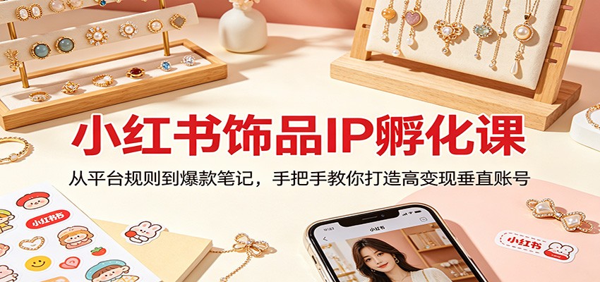 小红书饰品IP孵化课：从平台规则到爆款笔记，手把手教你打造高变现垂直账号-创业网 - 最新网络创业项目与实战营销教程平台 | cye.cc