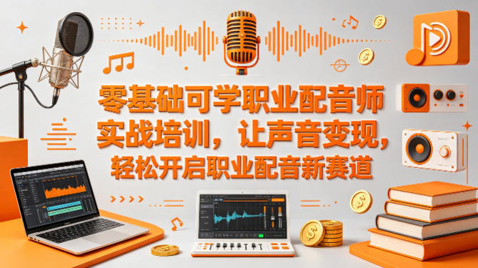零基础可学职业配音师实战培训，让声音变现，轻松开启职业配音新赛道-创业网 - 最新网络创业项目与实战营销教程平台 | cye.cc