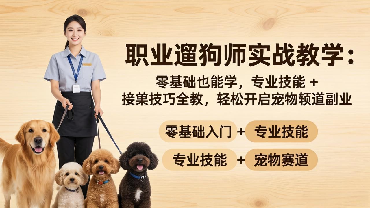 职业遛狗师实战教学：零基础也能学，专业技能 + 接单技巧全教，轻松开启宠物赛道副业-创业网 - 最新网络创业项目与实战营销教程平台 | cye.cc