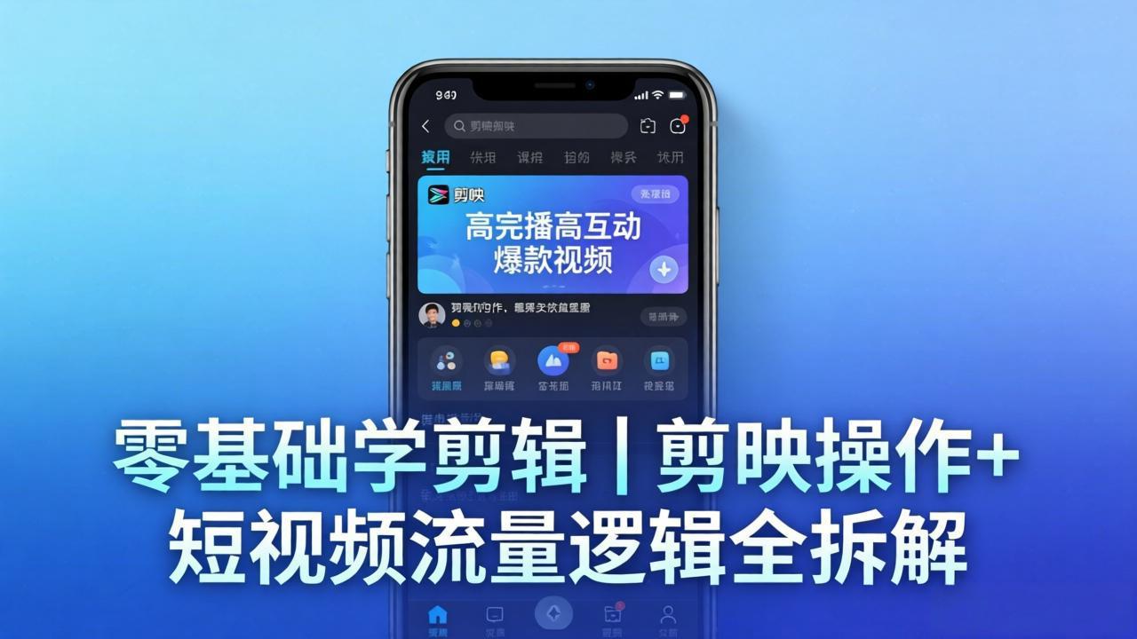 【零基础学剪辑】剪映操作+短视频流量逻辑全拆解｜手把手教你剪出高完播高互动爆款视频-创业网 - 最新网络创业项目与实战营销教程平台 | cye.cc