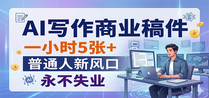 AI写作商业稿件，一小时5张+，普通人新风口，永不失业-创业网 - 最新网络创业项目与实战营销教程平台 | cye.cc