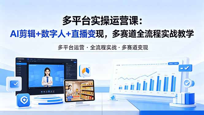 某团队多平台实操运营课-更新26年4月20：AI剪辑+数字人+直播变现，多赛道全流程实战教学-创业网 - 最新网络创业项目与实战营销教程平台 | cye.cc