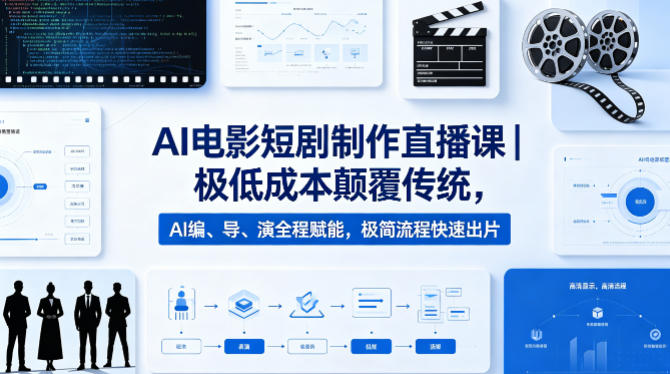 AI电影短剧制作直播课｜极低成本颠覆传统，AI编、导、演全程赋能，极简流程快速出片-创业网 - 最新网络创业项目与实战营销教程平台 | cye.cc
