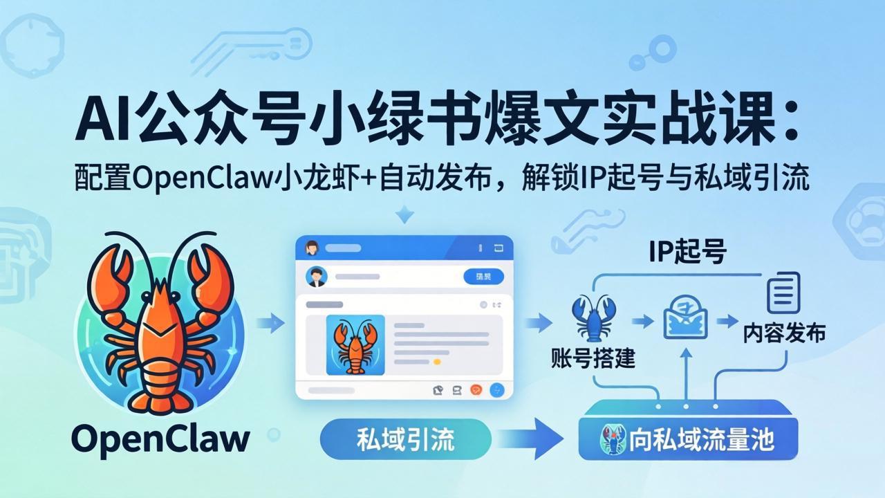 AI公众号小绿书变现实战课：小绿书爆文写作+OpenClaw自动发布，解锁IP起号与私域引流-创业网 - 最新网络创业项目与实战营销教程平台 | cye.cc