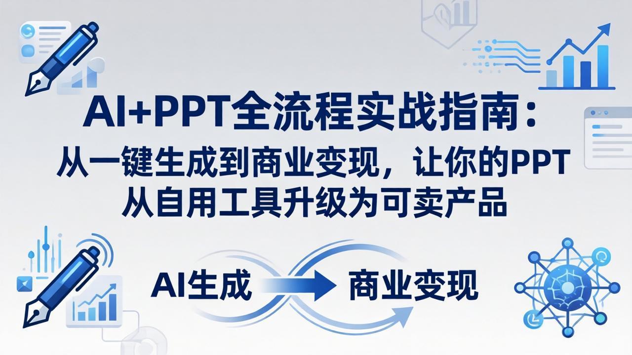 AI+PPT全流程实战指南-更新4月21：从一键生成到商业变现，让你的PPT从自用工具升级为可卖产品-创业网 - 最新网络创业项目与实战营销教程平台 | cye.cc