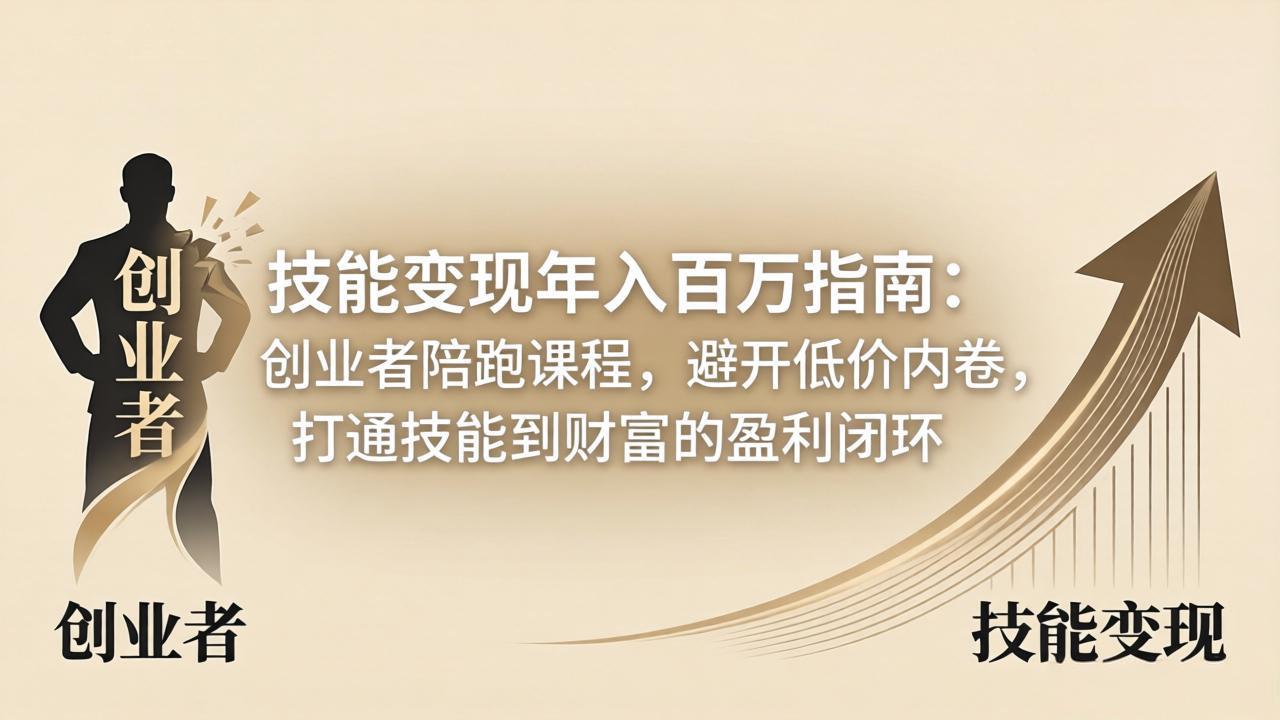 技能变现年入百万指南：创业者陪跑课程，避开低价内卷，打通技能到财富的盈利闭环-创业网 - 最新网络创业项目与实战营销教程平台 | cye.cc