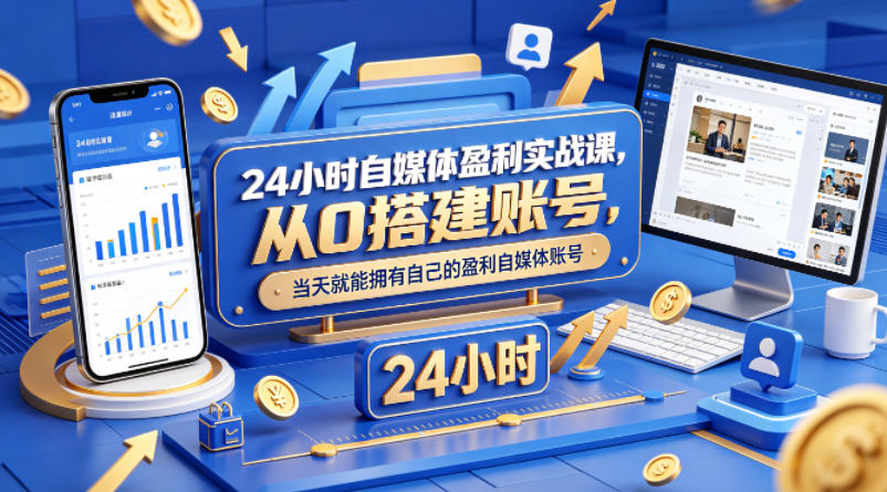 24小时自媒体盈利实战课，从0搭建账号，当天就能拥有自己的盈利自媒体账号-创业网 - 最新网络创业项目与实战营销教程平台 | cye.cc