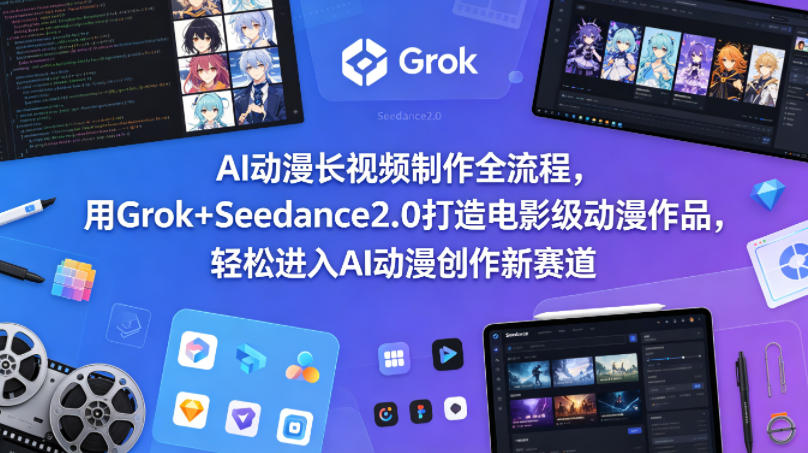 AI动漫长视频制作全流程，用Grok+Seedance2.0打造电影级动漫作品，轻松进入AI动漫创作新赛道-创业网 - 最新网络创业项目与实战营销教程平台 | cye.cc