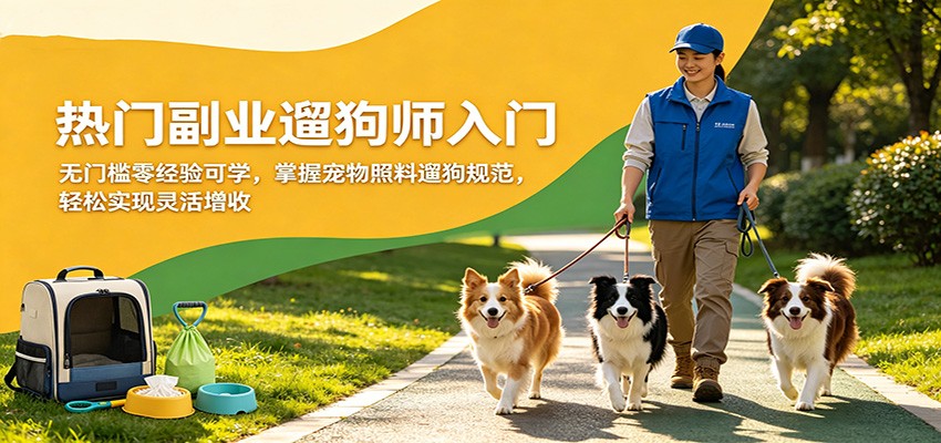 热门副业遛狗师入门，无门槛零经验可学，掌握宠物照料遛狗规范，轻松实现灵活增收-创业网 - 最新网络创业项目与实战营销教程平台 | cye.cc