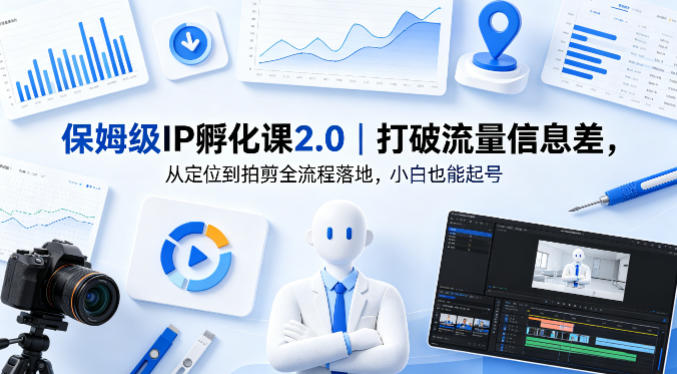 保姆级IP孵化课2.0｜打破流量信息差，从定位到拍剪全流程落地，小白也能起号-创业网 - 最新网络创业项目与实战营销教程平台 | cye.cc