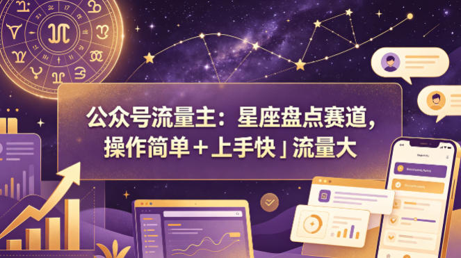 公众号流量主：星座盘点赛道，操作简单＋上手快＋流量大-创业网 - 最新网络创业项目与实战营销教程平台 | cye.cc