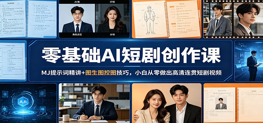 零基础AI短剧创作课：MJ提示词精讲+图生图控图技巧，小白从零做出高清连贯短剧视频-创业网 - 最新网络创业项目与实战营销教程平台 | cye.cc