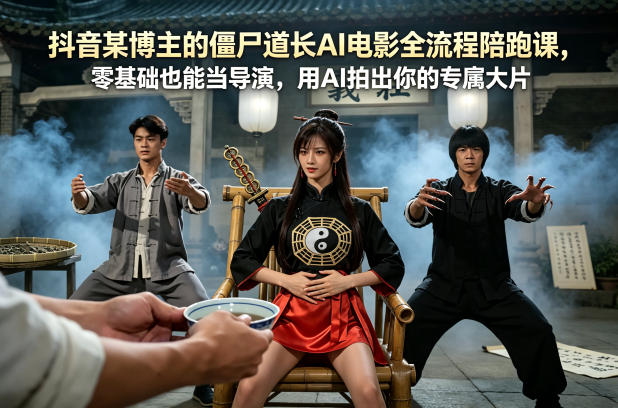 抖音某博主的僵尸道长AI电影全流程陪跑课，零基础也能当导演，用AI拍出你的专属大片-创业网 - 最新网络创业项目与实战营销教程平台 | cye.cc