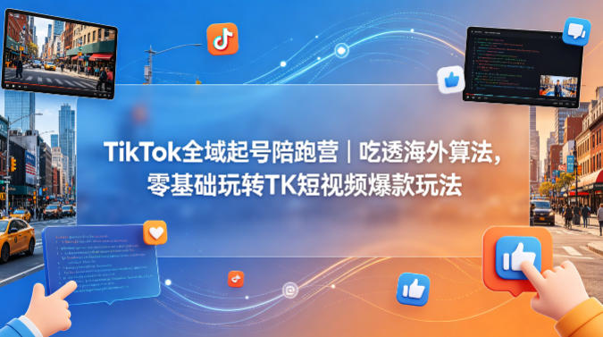 TikTok全域起号陪跑营｜吃透海外算法，零基础玩转TK短视频爆款玩法-创业网 - 最新网络创业项目与实战营销教程平台 | cye.cc