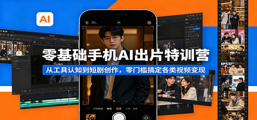 零基础手机AI出片特训营：从工具认知到短剧创作，零门槛搞定各类视频变现-创业网 - 最新网络创业项目与实战营销教程平台 | cye.cc