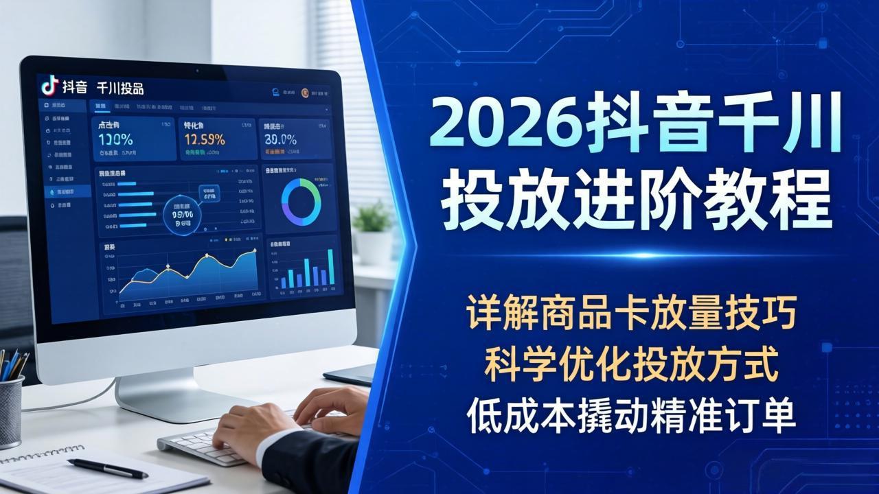 2026抖音千川投放进阶教程，详解商品卡放量技巧，科学优化投放方式，低成本撬动精准订单-创业网 - 最新网络创业项目与实战营销教程平台 | cye.cc