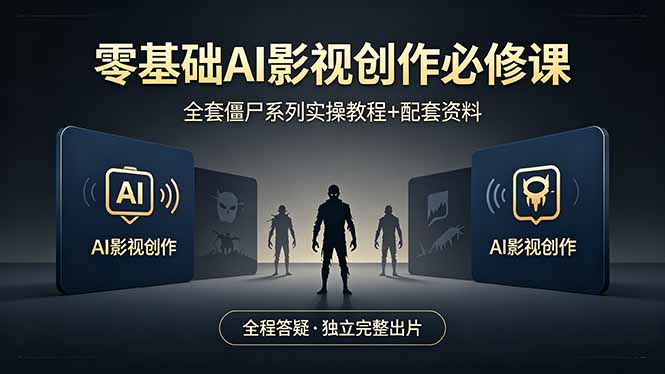 零基础AI影视创作必修课，全套僵尸系列实操教程加配套资料，全程答疑带你独立完整出片-创业网 - 最新网络创业项目与实战营销教程平台 | cye.cc