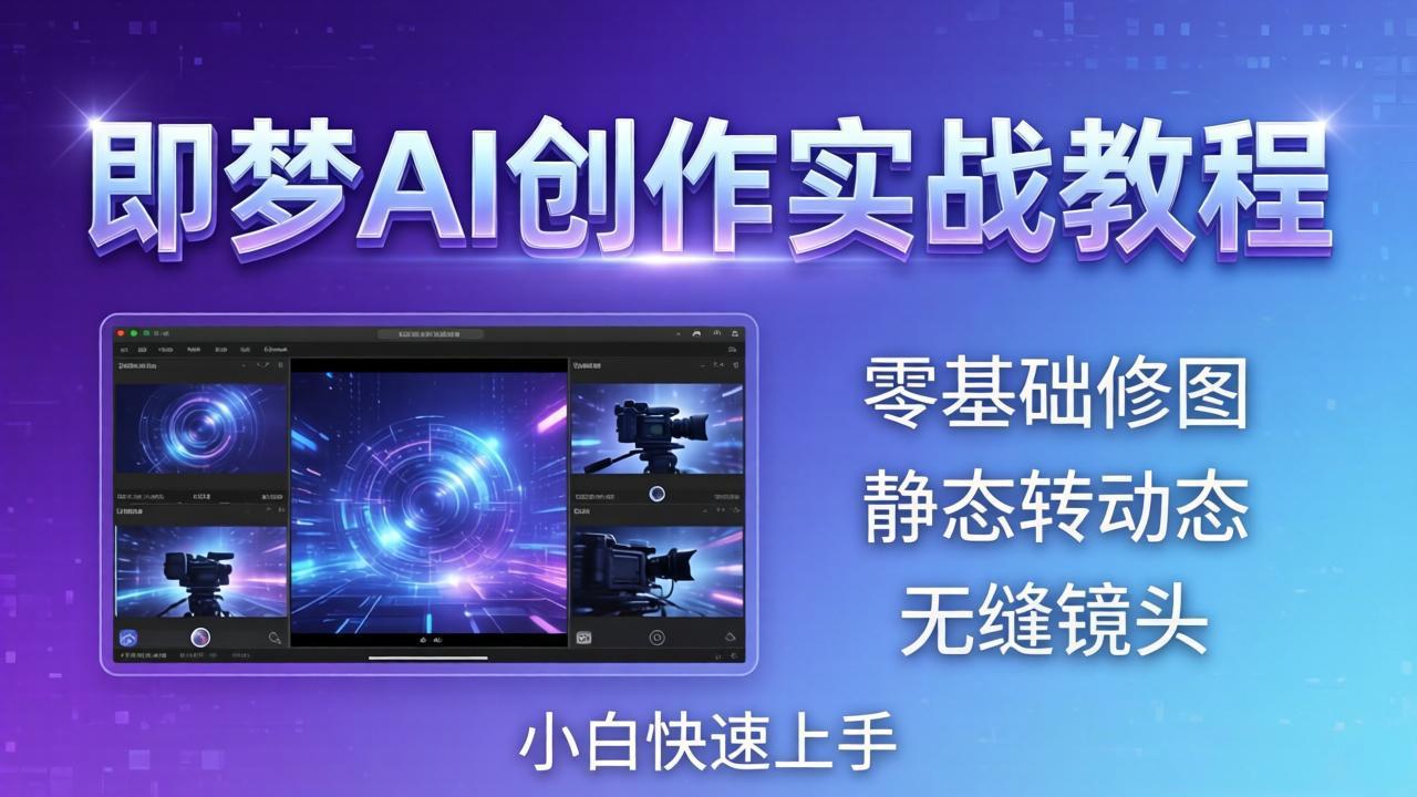 即梦AI创作实战教程，从零基础修图到AI导演，实战教学静态转动态+无缝镜头，小白快速上手-创业网 - 最新网络创业项目与实战营销教程平台 | cye.cc