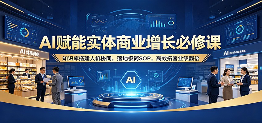 AI赋能实体商业增长必修课：知识库搭建人机协同，落地极简SOP，高效拓客业绩翻倍-创业网 - 最新网络创业项目与实战营销教程平台 | cye.cc