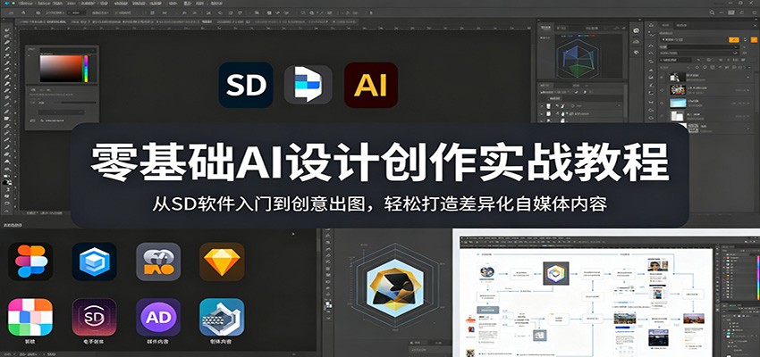 零基础AI设计创作实战教程：从SD软件入门到创意出图，轻松打造差异化自媒体内容-创业网 - 最新网络创业项目与实战营销教程平台 | cye.cc