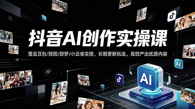 抖音AI创作变现课，覆盖豆包/醒图/即梦/小云雀实操，长期更新玩法，高效产出优质内容-创业网 - 最新网络创业项目与实战营销教程平台 | cye.cc