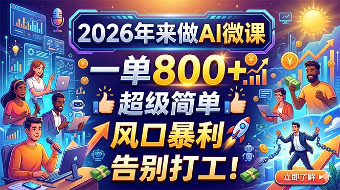 2026年来做AI微课，一单800+，超级简单，风口暴利，告别打工！-创业网 - 最新网络创业项目与实战营销教程平台 | cye.cc