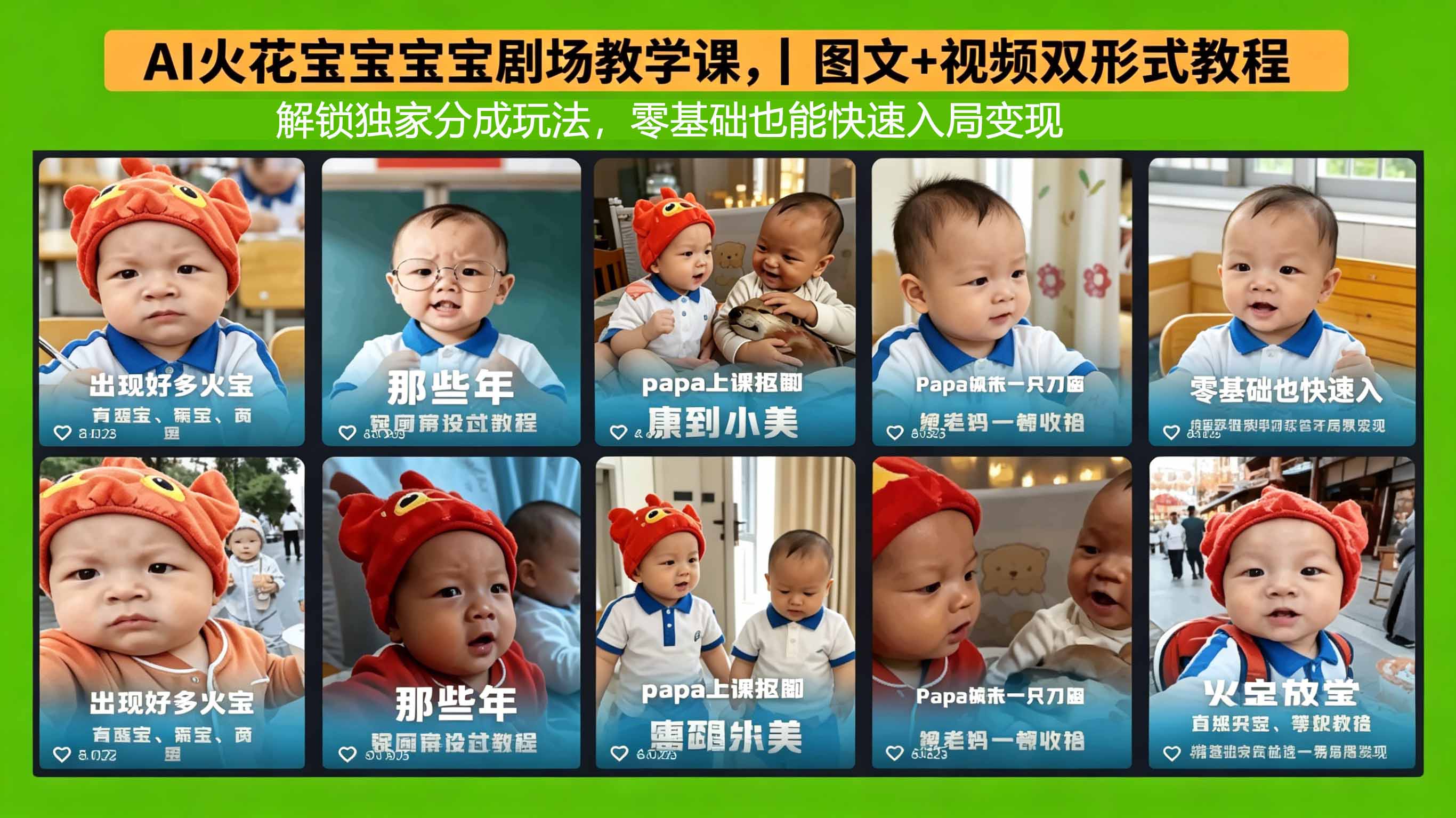 AI火花宝宝宝宝剧场教学课，图文+视频双形式教程，解锁独家分成玩法，零基础也能快速入局变现-创业网 - 最新网络创业项目与实战营销教程平台 | cye.cc