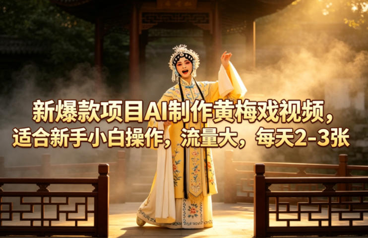 新爆款项目AI制作黄梅戏视频，适合新手小白操作，流量大，每天2-3张-创业网 - 最新网络创业项目与实战营销教程平台 | cye.cc