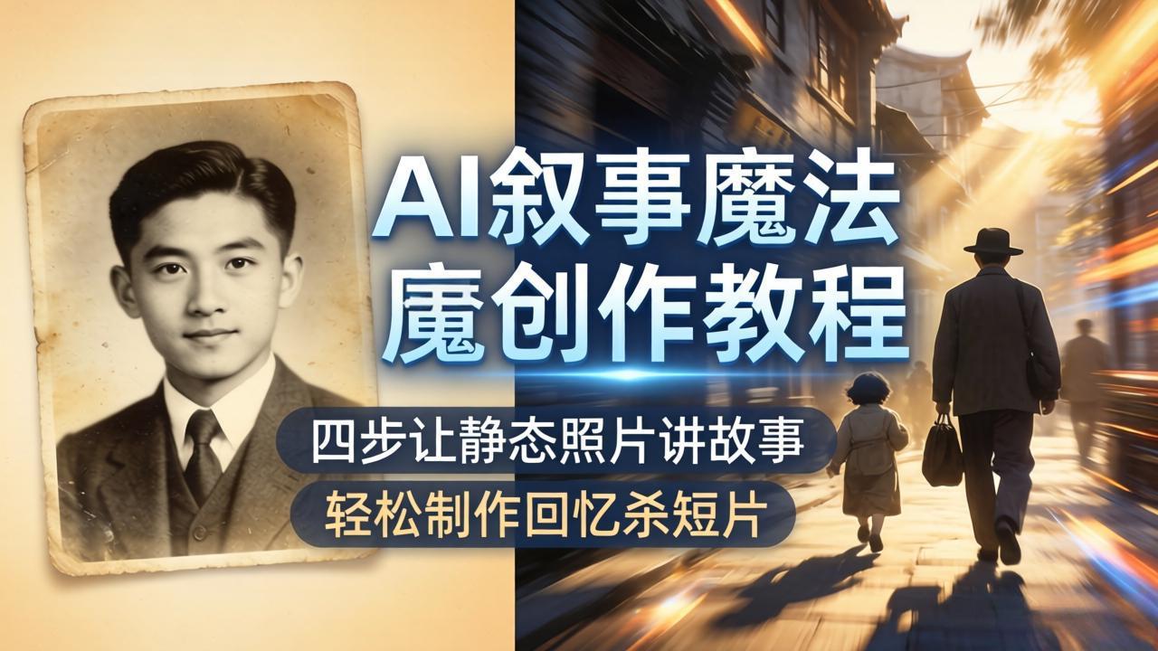 AI叙事魔法创作教程，四步让静态照片讲故事，老照片修复加动态特效，轻松制作回忆杀短片-创业网 - 最新网络创业项目与实战营销教程平台 | cye.cc
