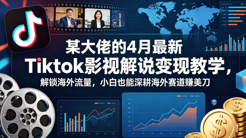 某大佬的4月最新Tiktok影视解说变现教学，解锁海外流量，小白也能深耕海外赛道賺美刀-创业网 - 最新网络创业项目与实战营销教程平台 | cye.cc