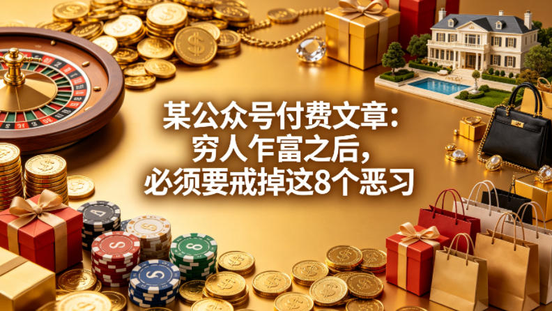 某公众号付费文章：穷人乍富之后，必须要戒掉这8个恶习-创业网 - 最新网络创业项目与实战营销教程平台 | cye.cc