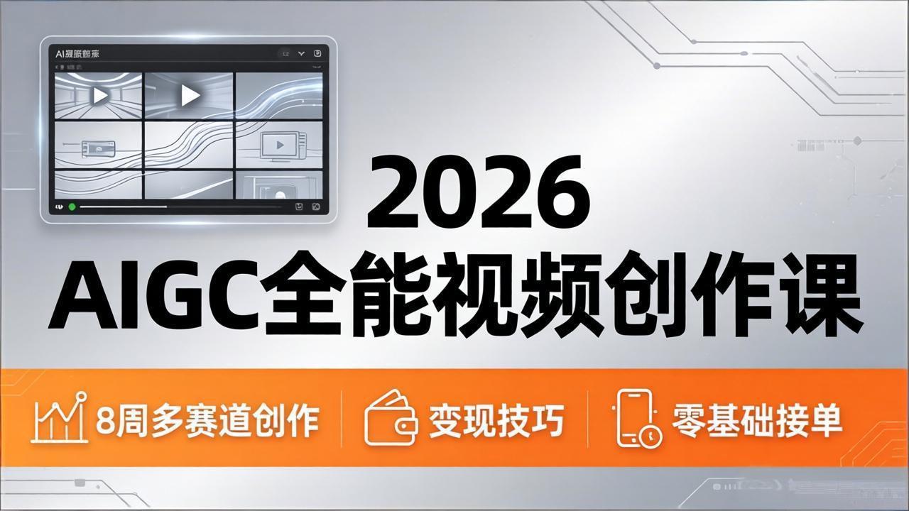 2026AIGC全能视频创作课，8周吃透多赛道创作+变现，零基础也能高效出片接单-创业网 - 最新网络创业项目与实战营销教程平台 | cye.cc