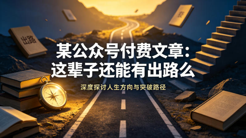 某公众号付费文章：这辈子还能有出路么-创业网 - 最新网络创业项目与实战营销教程平台 | cye.cc