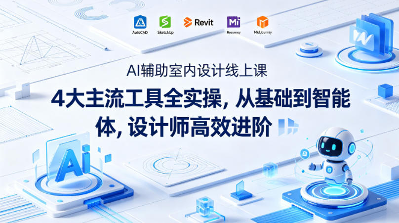 AI辅助室内设计线上课｜4大主流工具全实操，从基础到智能体，设计师高效进阶-创业网 - 最新网络创业项目与实战营销教程平台 | cye.cc