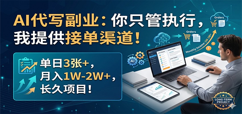AI代写副业：你只管执行，我提供接单渠道！单日3张+，月入1W-2W+，长久项目-创业网 - 最新网络创业项目与实战营销教程平台 | cye.cc
