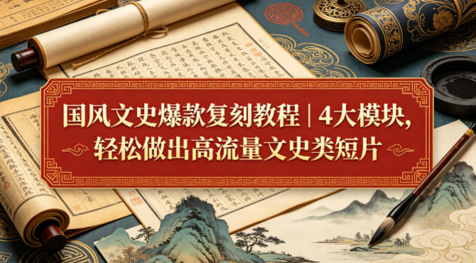 国风文史爆款复刻教程｜4大模块，轻松做出高流量文史类短片-创业网 - 最新网络创业项目与实战营销教程平台 | cye.cc