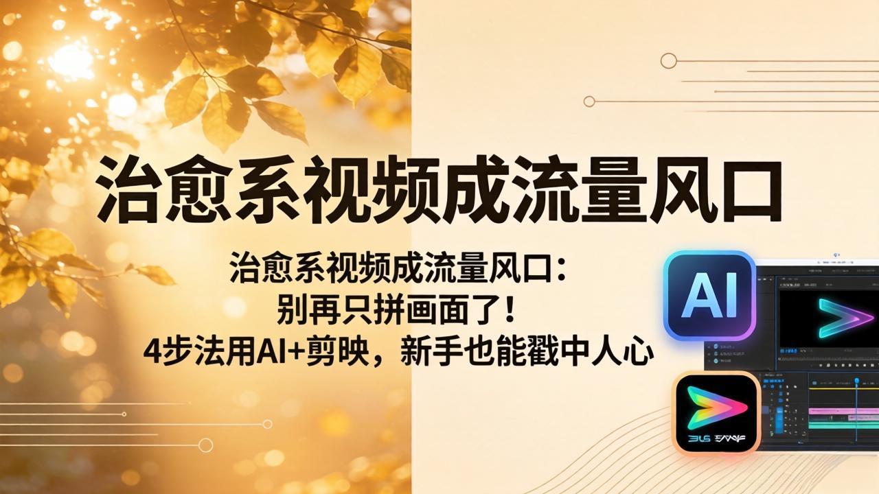 治愈系视频成流量风口：别再只拼画面了！4步法用AI+剪映，新手也能戳中人心-创业网 - 最新网络创业项目与实战营销教程平台 | cye.cc